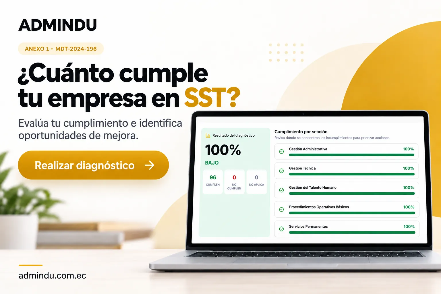 Diagnóstico SST Anexo 1 del Acuerdo Ministerial MDT-2024-196 en ADMINDU