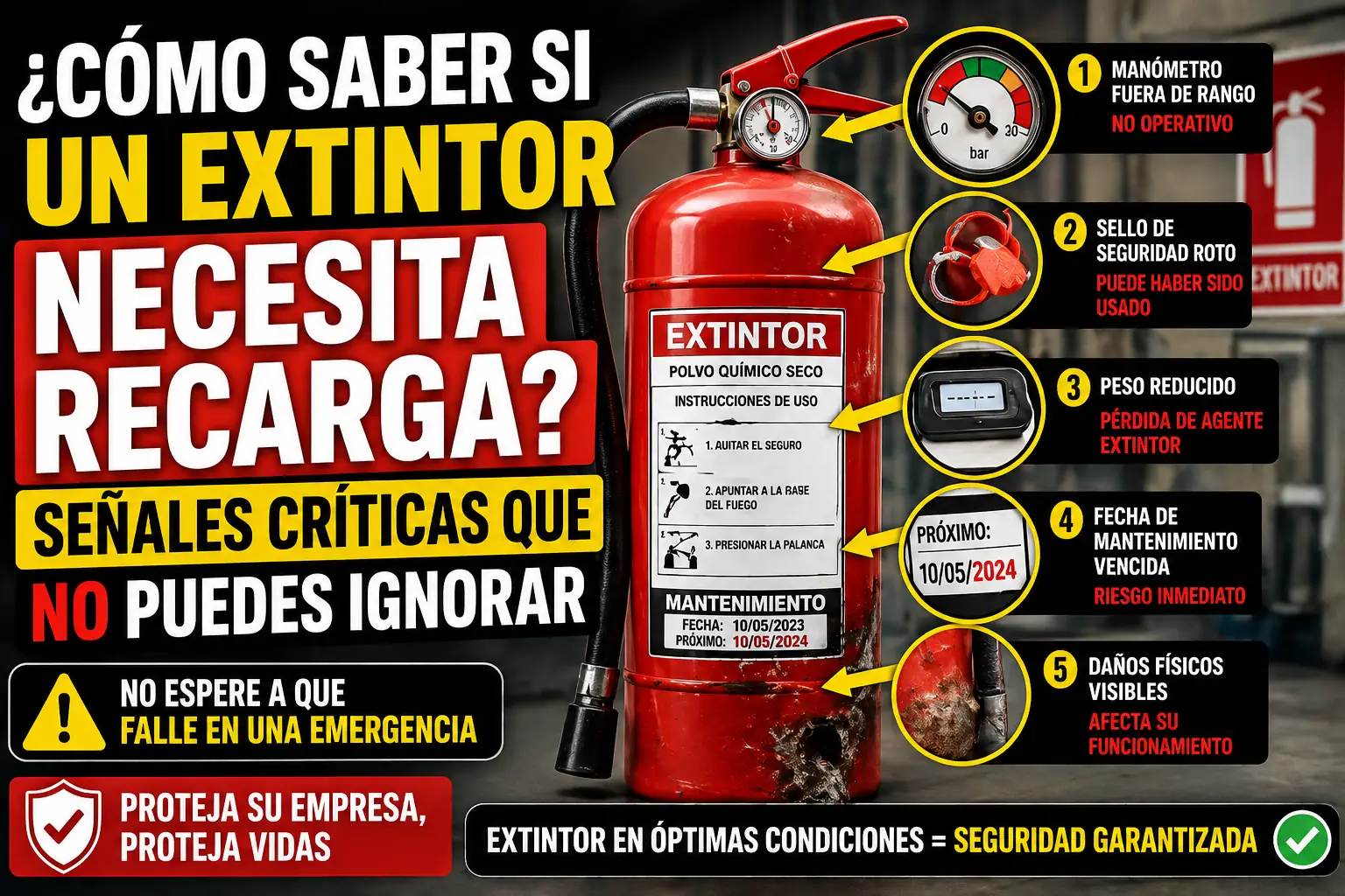 Cómo saber si un extintor necesita recarga en Ecuador: señales críticas que no puedes ignorar