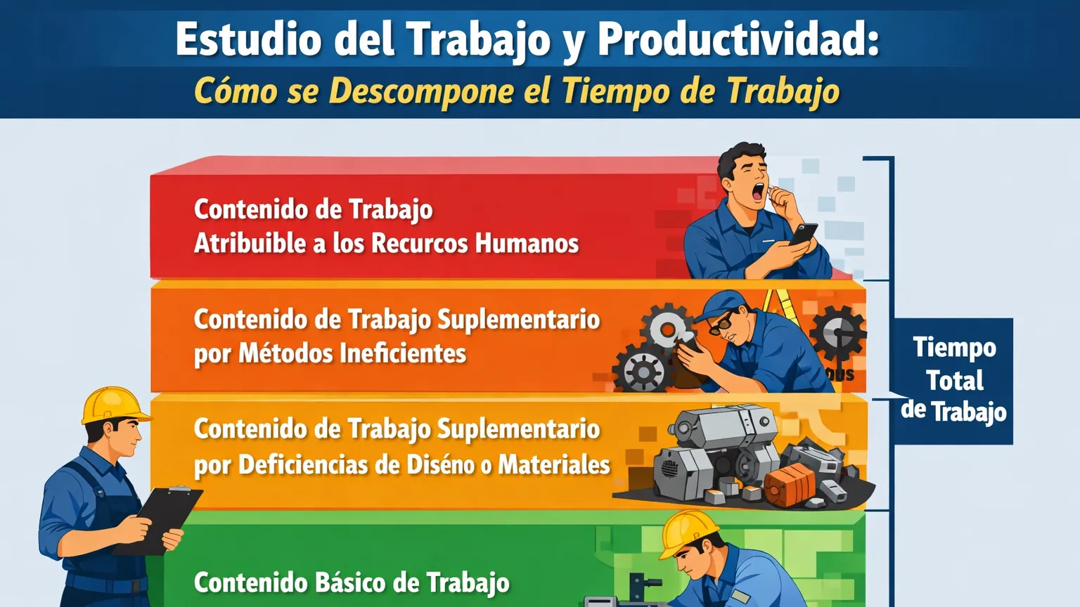 Estudio del Trabajo y Productividad: Cómo se Descompone el Tiempo de Trabajo